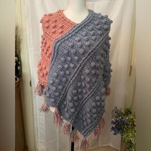 Handmade, blue & pink, Poncho